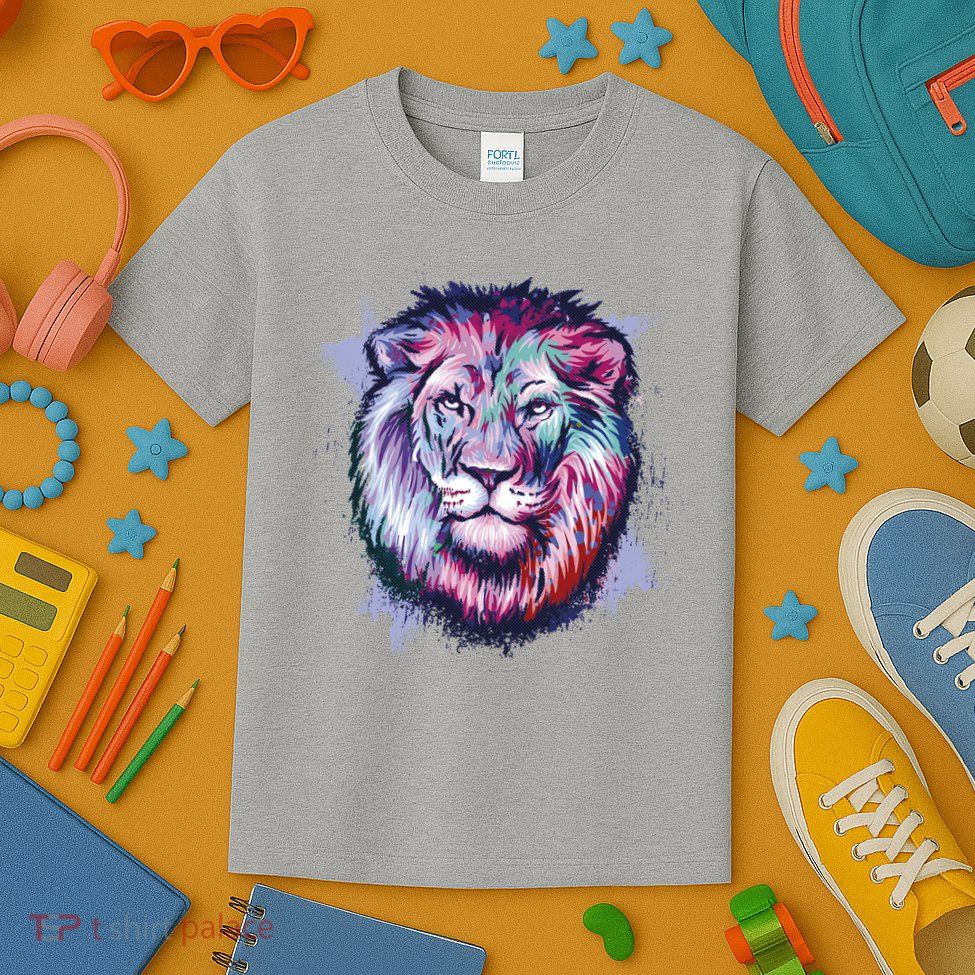 Colorful Wild Lion Kids T-Shirt