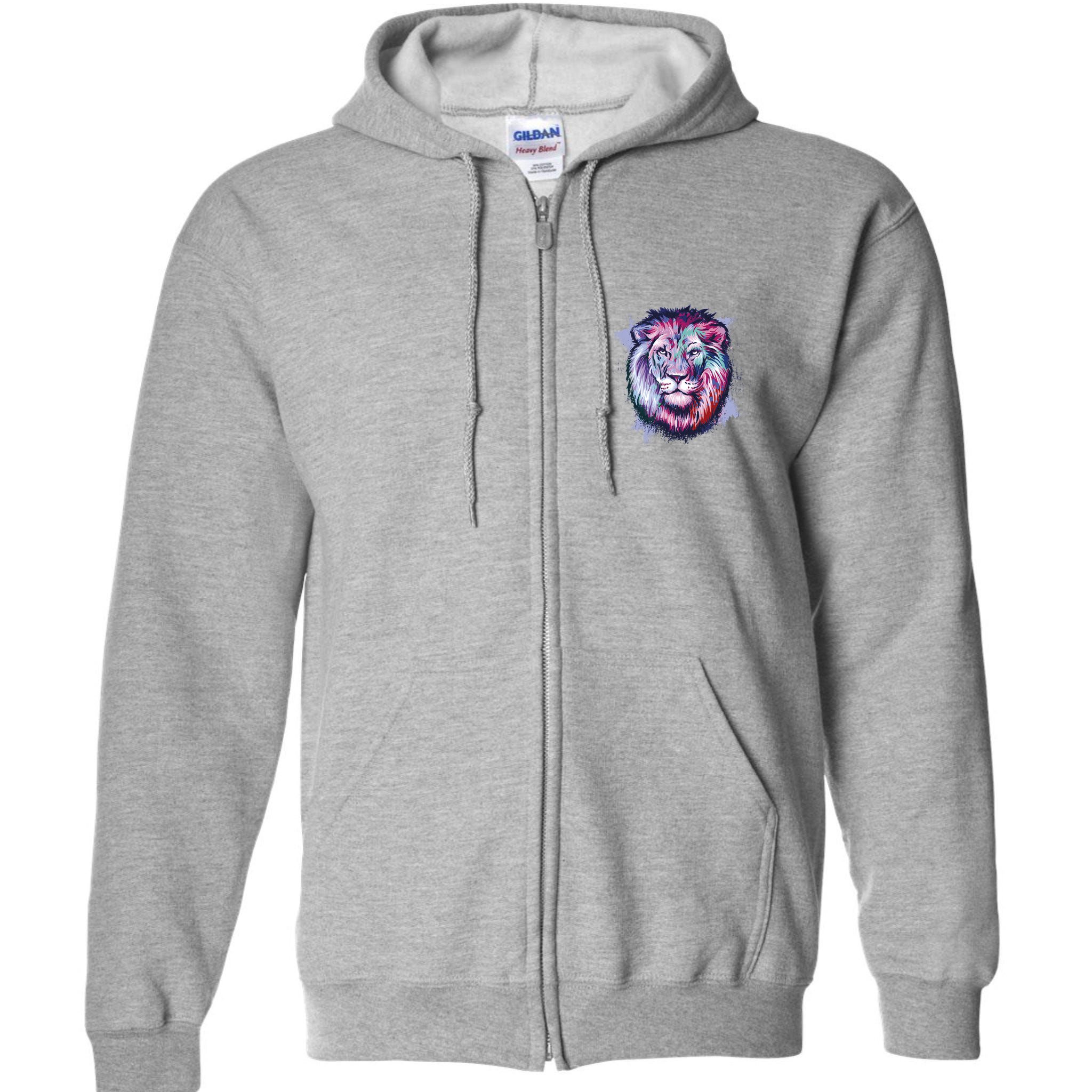 Colorful Wild Lion Full Zip Hoodie