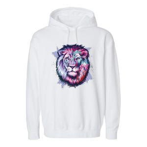 Colorful Wild Lion Garment-Dyed Fleece Hoodie