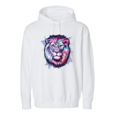 Colorful Wild Lion Garment-Dyed Fleece Hoodie