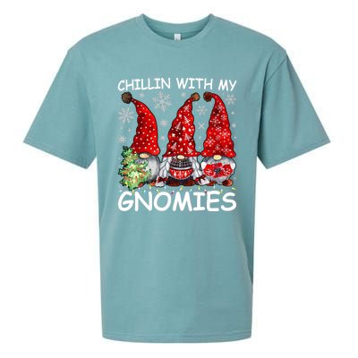 Chillin With My Gnomies Funny Christmas Gnome Gift Sueded Cloud Jersey T-Shirt