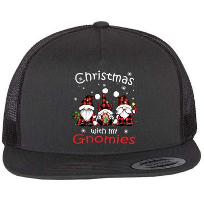 Christmas With My Gnomies Buffalo Red Plaid Gnome For Family Flat Bill Trucker Hat