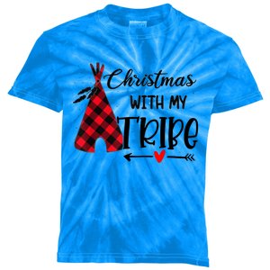 Christmas With My Tribe Red Plaid Family Matching Outfit Gift Kids Tie-Dye T-Shirt