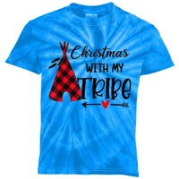 Christmas With My Tribe Red Plaid Family Matching Outfit Gift Kids Tie-Dye T-Shirt