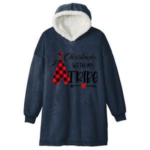 Christmas With My Tribe Red Plaid Family Matching Outfit Gift Hooded Wearable Blanket