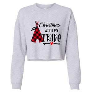 Christmas With My Tribe Red Plaid Family Matching Outfit Gift Cropped Pullover Crew