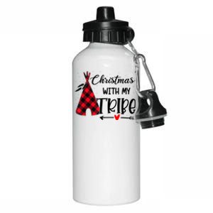 Christmas With My Tribe Red Plaid Family Matching Outfit Gift Aluminum Water Bottle