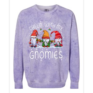 Chillin With My Gnomies Buffalo Red Plaid Christmas Gnome Great Gift Colorblast Crewneck Sweatshirt