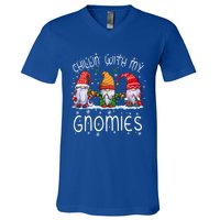 Chillin With My Gnomies Buffalo Red Plaid Christmas Gnome Great Gift V-Neck T-Shirt