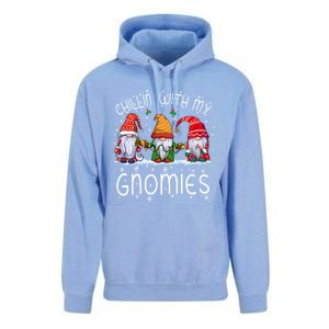 Chillin With My Gnomies Buffalo Red Plaid Christmas Gnome Great Gift Unisex Surf Hoodie