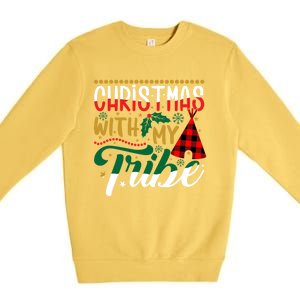 Christmas With My Tribe Red Plaid Family Matching Outfit Meaningful Gift Premium Crewneck Sweatshirt