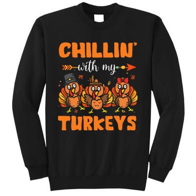 Chillin With My Turkeys Thanksgiving Family Sweatshirt