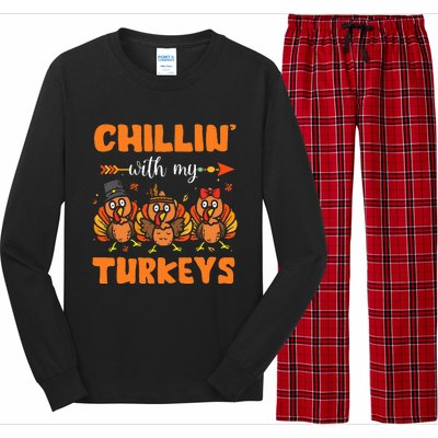 Chillin With My Turkeys Thanksgiving Family Long Sleeve Pajama Set