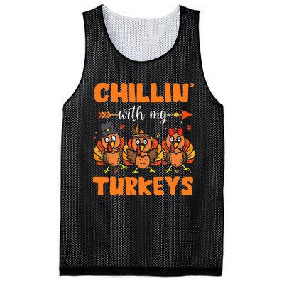 Chillin With My Turkeys Thanksgiving Family Mesh Reversible Basketball Jersey Tank