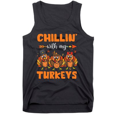 Chillin With My Turkeys Thanksgiving Family Tank Top