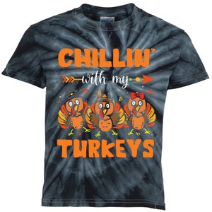 Chillin With My Turkeys Thanksgiving Family Kids Tie-Dye T-Shirt