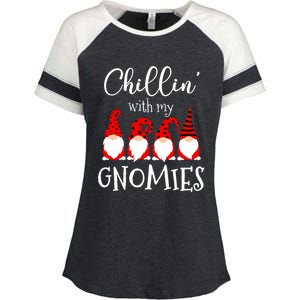 Chillin With My Gnomies Christmas Gnome Holiday Costume Gift Enza Ladies Jersey Colorblock Tee