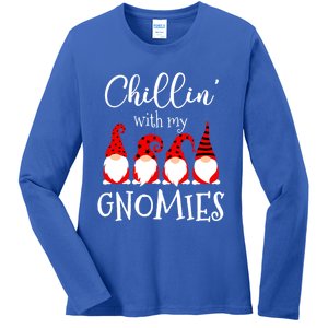 Chillin With My Gnomies Christmas Gnome Holiday Costume Gift Ladies Long Sleeve Shirt