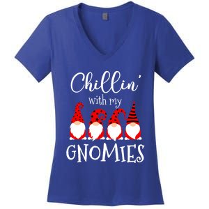 Chillin With My Gnomies Christmas Gnome Holiday Costume Gift Women's V-Neck T-Shirt