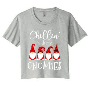 Chillin With My Gnomies Christmas Gnome Holiday Costume Gift Women's Crop Top Tee