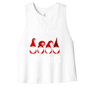 Chillin With My Gnomies Christmas Gnome Holiday Costume Gift Women's Racerback Cropped Tank