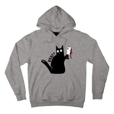 Cat What? Murderous Black Cat With Cleaver Gift For Cat Lover Tall Hoodie