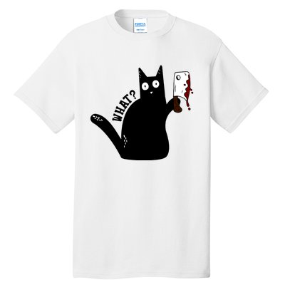 Cat What? Murderous Black Cat With Cleaver Gift For Cat Lover Tall T-Shirt