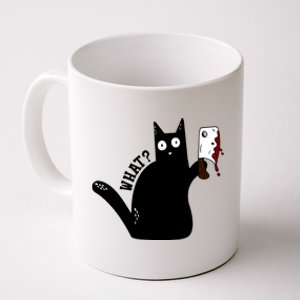 Cat What? Murderous Black Cat With Cleaver Gift For Cat Lover Coffee Mug