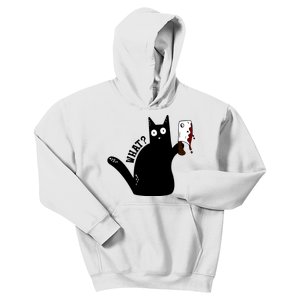 Cat What? Murderous Black Cat With Cleaver Gift For Cat Lover Kids Hoodie