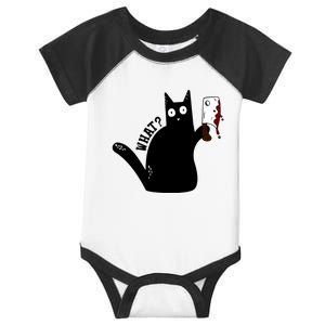 Cat What? Murderous Black Cat With Cleaver Gift For Cat Lover Infant Baby Jersey Bodysuit