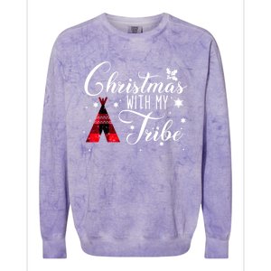 Christmas With My Tribe Red Plaid Family Matching Outfit Gift Colorblast Crewneck Sweatshirt