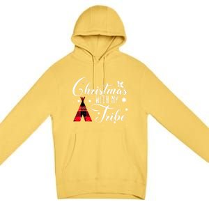 Christmas With My Tribe Red Plaid Family Matching Outfit Gift Premium Pullover Hoodie