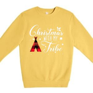 Christmas With My Tribe Red Plaid Family Matching Outfit Gift Premium Crewneck Sweatshirt