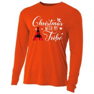 Christmas With My Tribe Red Plaid Family Matching Outfit Gift Cooling Performance Long Sleeve Crew