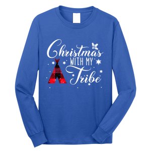 Christmas With My Tribe Red Plaid Family Matching Outfit Gift Long Sleeve Shirt