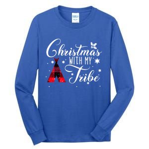 Christmas With My Tribe Red Plaid Family Matching Outfit Gift Tall Long Sleeve T-Shirt