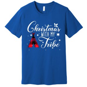 Christmas With My Tribe Red Plaid Family Matching Outfit Gift Premium T-Shirt