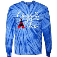 Christmas With My Tribe Red Plaid Family Matching Outfit Gift Tie-Dye Long Sleeve Shirt