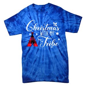 Christmas With My Tribe Red Plaid Family Matching Outfit Gift Tie-Dye T-Shirt