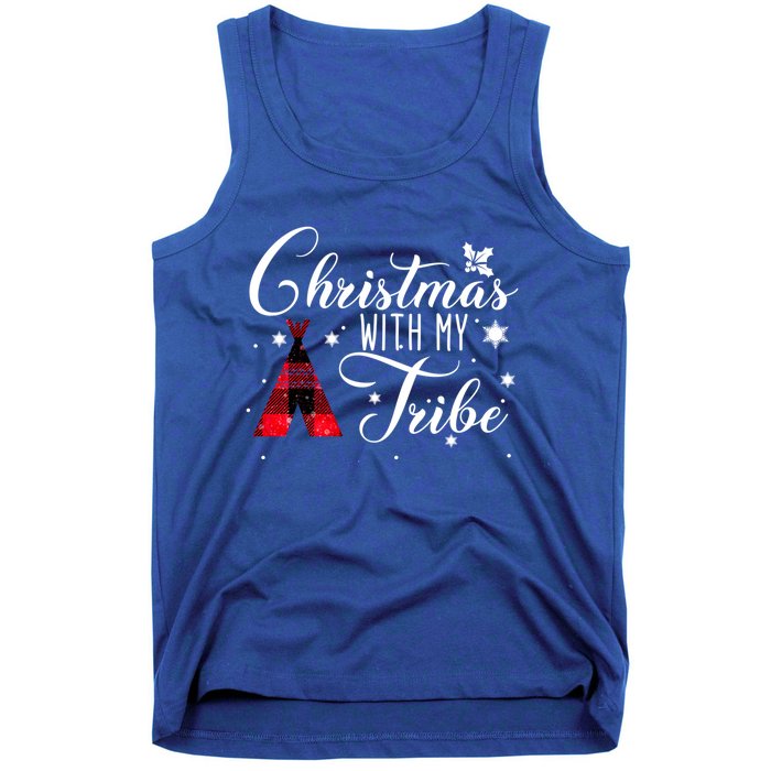 Christmas With My Tribe Red Plaid Family Matching Outfit Gift Tank Top