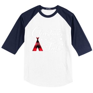 Christmas With My Tribe Red Plaid Family Matching Outfit Gift Baseball Sleeve Shirt