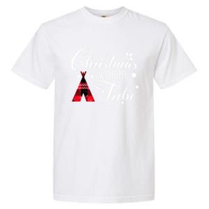 Christmas With My Tribe Red Plaid Family Matching Outfit Gift Garment-Dyed Heavyweight T-Shirt