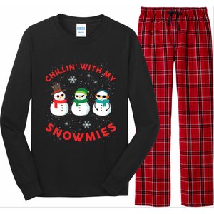 Chillin With My Snowmies Cute Snow Ugly Christmas Sweater Gift Long Sleeve Pajama Set