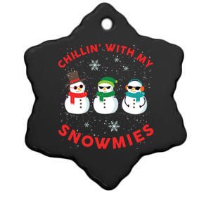 Chillin With My Snowmies Cute Snow Ugly Christmas Sweater Gift Ceramic Star Ornament