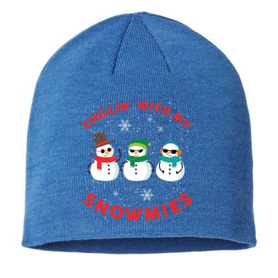 Chillin With My Snowmies Cute Snow Ugly Christmas Sweater Gift Sustainable Beanie