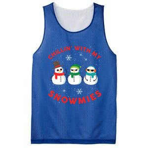 Chillin With My Snowmies Cute Snow Ugly Christmas Sweater Gift Mesh Reversible Basketball Jersey Tank