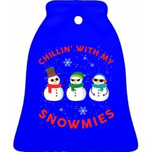 Chillin With My Snowmies Cute Snow Ugly Christmas Sweater Gift Ceramic Bell Ornament