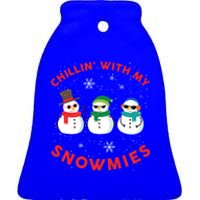 Chillin With My Snowmies Cute Snow Ugly Christmas Sweater Gift Ceramic Bell Ornament