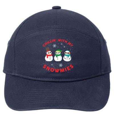 Chillin With My Snowmies Cute Snow Ugly Christmas Sweater Gift 7-Panel Snapback Hat