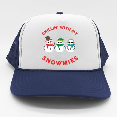 Chillin With My Snowmies Cute Snow Ugly Christmas Sweater Gift Trucker Hat